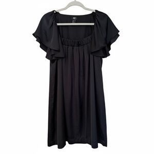 H&M Elegant Black Ruffle Sleeve dress-Size 14